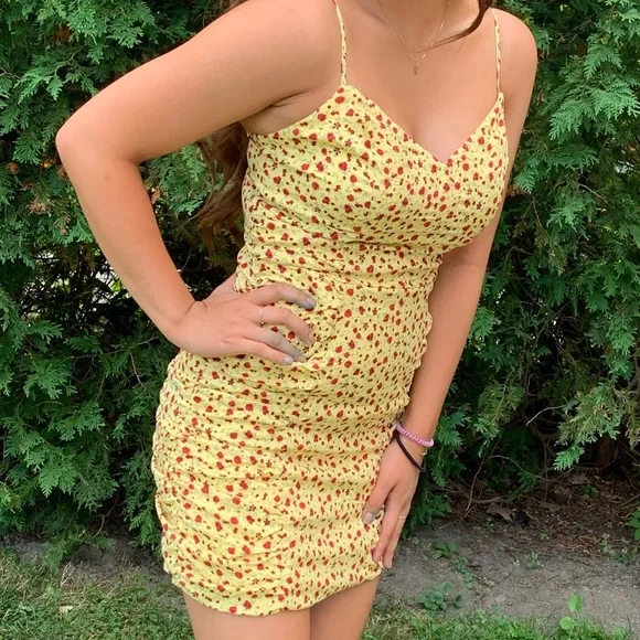 Nordstrom Dresses Row A Nordstrom Yellow Floral Mini Dress In